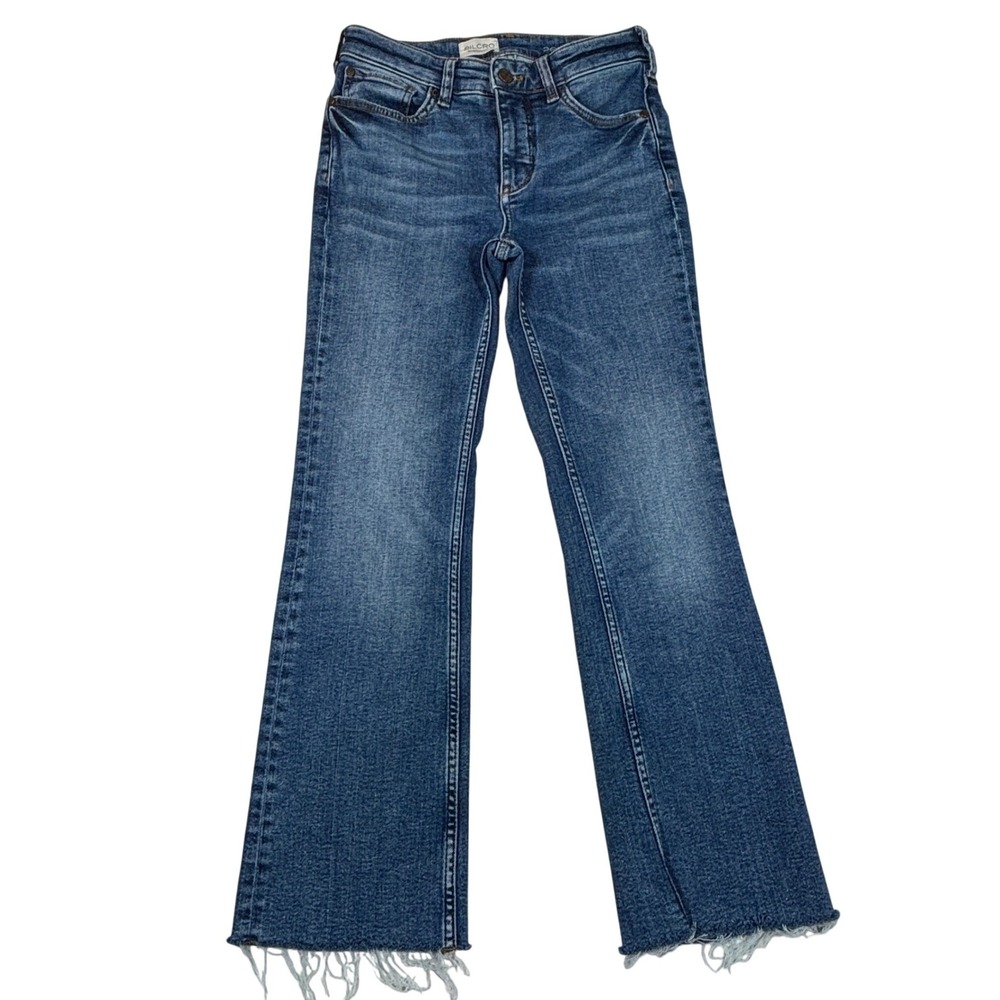 Pilcro Anthropologie Womens Mid Rise Flare Raw Hem Blue Jeans Size 26